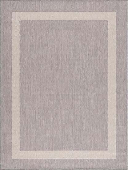 CAMILSON Outdoor Rug 8x10,Modern Outside Rugs for Patios Porches Waterproof Durable Washable Non-Shedding, Easy-to-Clean Indoor Outdoor Area Carpet (8 x 10, Bordered - Gray/White)
