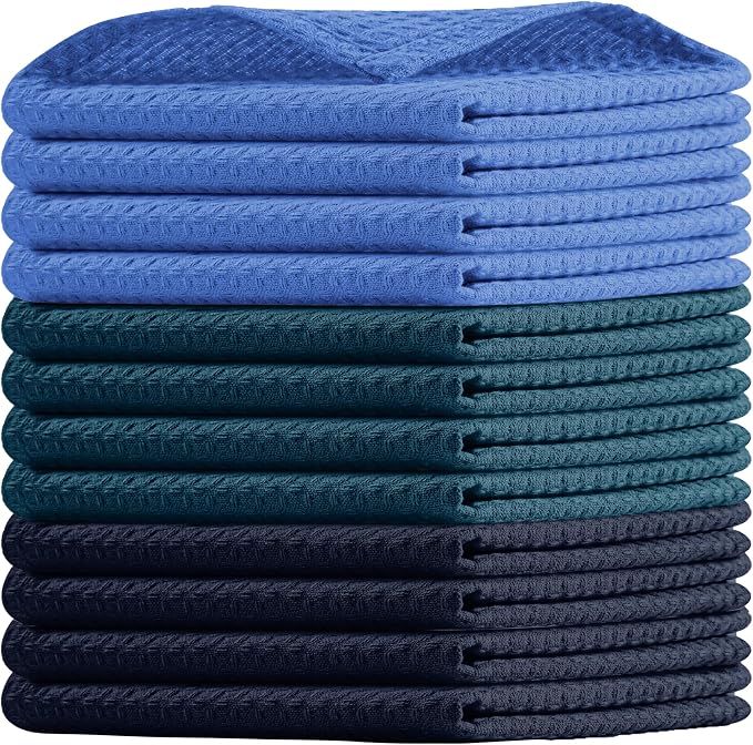 Waffle Dishcloths, 12x12 Inch, Quick Drying, Machine Washable, 100% Cotton by HOUSEOFORLO