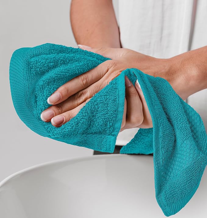 White Classic Luxury Cotton Washcloths 13x13 Inch - Image 9