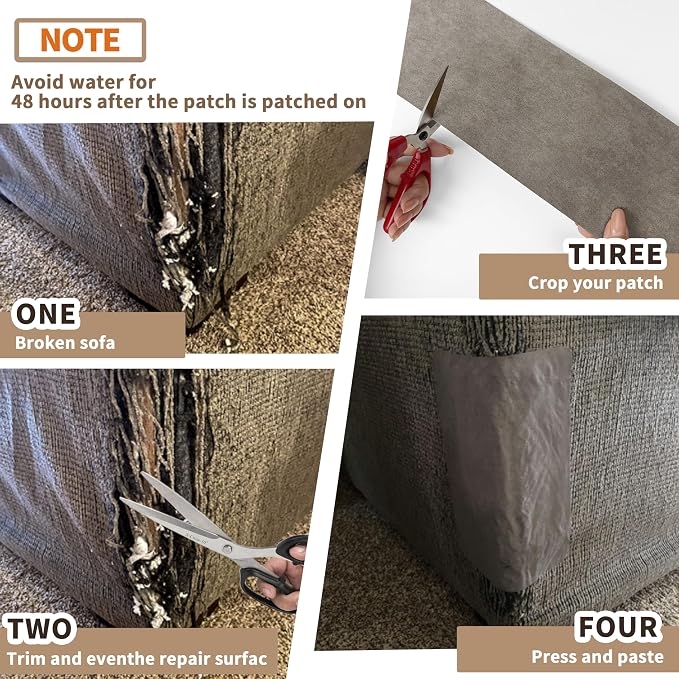 Azobur Sofa Fabric Repair Patch, Oversized Microfiber Patch，Self Adhesive - Image 5