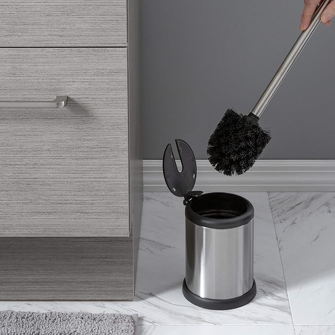 Bath Bliss Stainless Steel 2 Pack Self Closing Lid Toilet Brush and Holder - Image 4