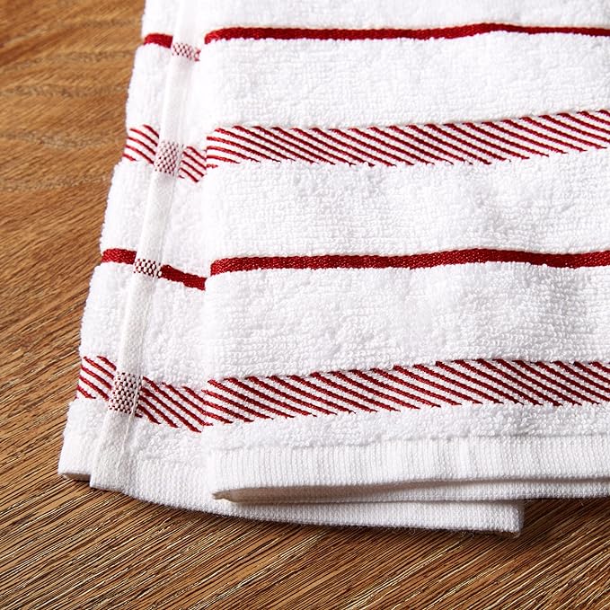 KitchenAid Albany Kitchen Towel 4-Pack Set, Passion Red/White - Image 4