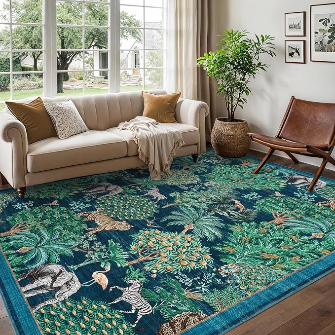 GarveeHome Jungle Animal Print Rug 6x9 Washable Area Rugs - Image 2