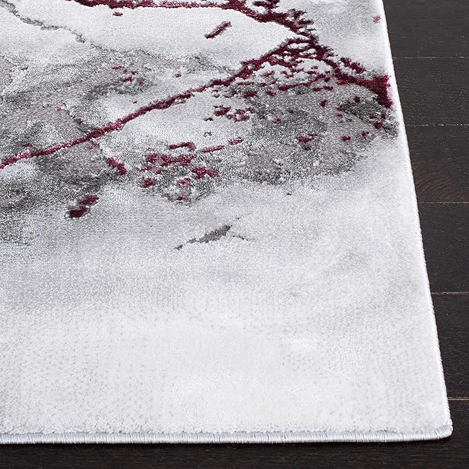 SAFAVIEH Craft Collection Runner Rug - 2'3" x 18', Grey & Wine, Modern Abstract Design, Non-Shedding & Easy Care, Ideal for High Traffic Areas in Living Room, Bedroom (CFT877S)