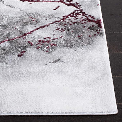 SAFAVIEH Craft Collection Runner Rug - 2'3" x 18', Grey & Wine, Modern Abstract Design, Non-Shedding & Easy Care, Ideal for High Traffic Areas in Living Room, Bedroom (CFT877S)