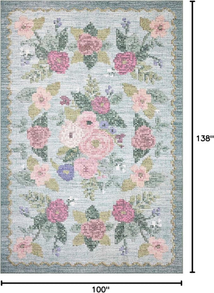 Loloi Rifle Paper Co. Rosa Collection RSA-02 Sky 8'-4" x 11'-6" Area Rug