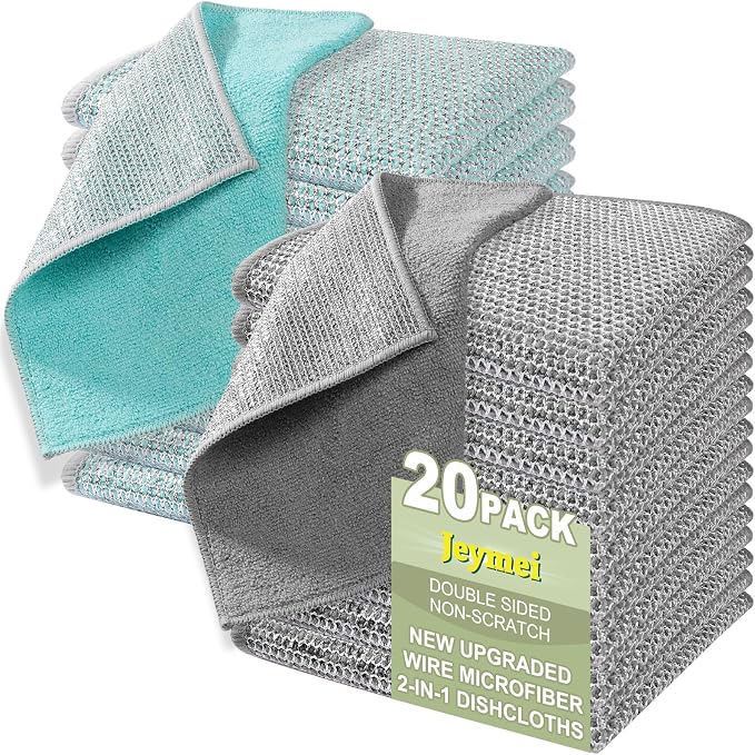 20Counts Multipurpose Wire Dishwashing Rag, Non Scratch Wire Dishcloth by Jeymei