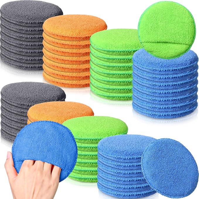 52 Pcs Microfiber Wax Applicator Pad 5" Diameter Soft Wax Pads by FillTouch