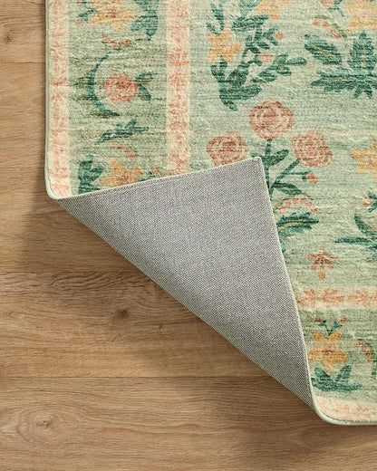 Loloi Rifle Paper Co. Eden Collection EDE-01 Mughal Rose Moss 5'-0" x 7'-6" Area Rug feat. CloudPile™