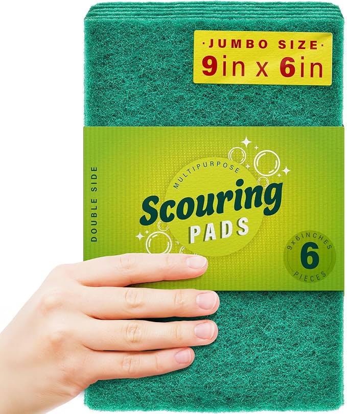 DecorRack 6 X-Large Scouring Pads 9" x 6" Extra Large Dish Pad by DecorRack
