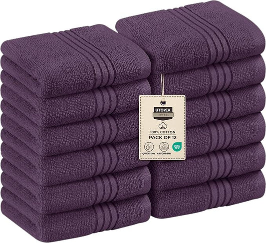 Utopia Towels Wash Cloths Set, 12 by 12 Inches, 100% Cotton Ring Spun, Highly by UTOPIATOWELS