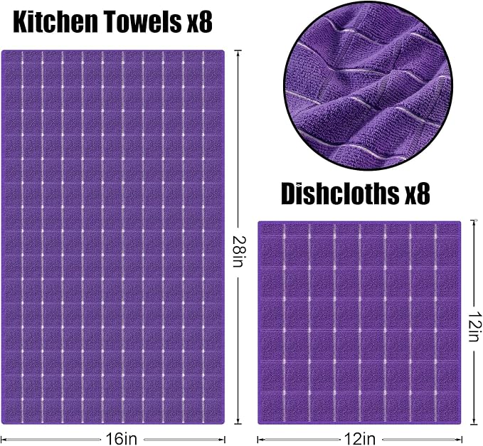 Homaxy Microfiber Kitchen Towels and Dishcloths Set, 20 Pack Soft and Absorbent - Image 6