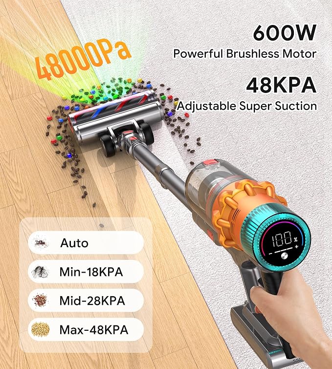 Cordless Vacuum Cleaners for Home, 8-in-1/65Min/600W/48Kpa Powerful Suction - Image 2