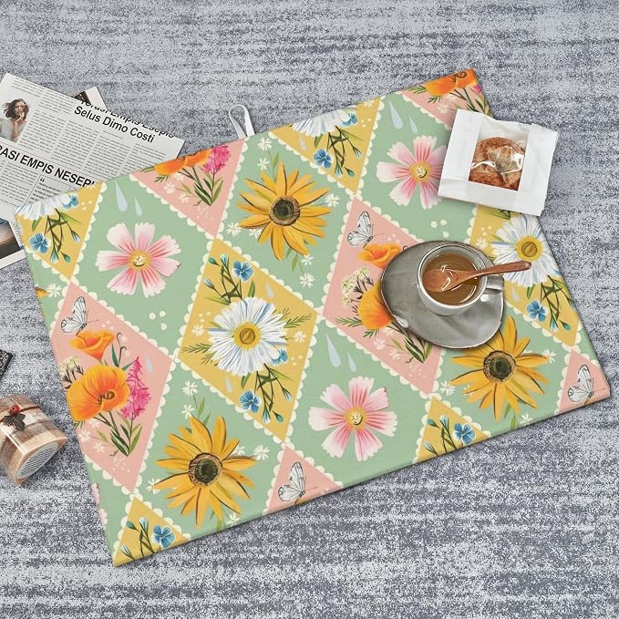 Daisy Flowers Dish Drying Mat 18x24 Inch, Microfiber Absorbent Fast Dry Mat - Image 7