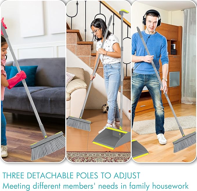 PHYEX 2-Pack Broom and Dustpan Combo Set, Indoor & Outdoor Use - Image 3