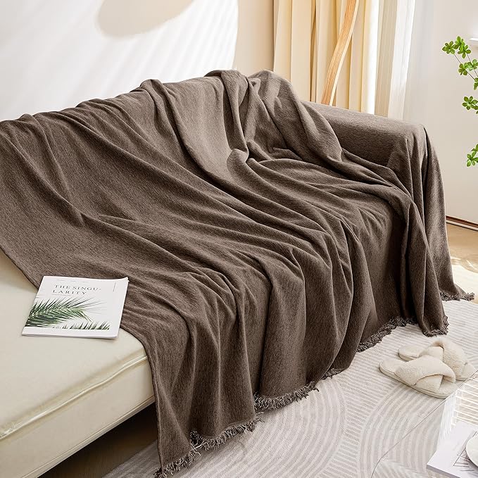 MEETSKY Oversized Couch Cover Sofa Covers Couch Covers for 3 Cushion Couch Sofa Pet Friendly, L Shaped Sectional Sofa Covers Washable Simply Put Sofa Throw Cover for Dogs, 91"x 150"，Dark Chocolate