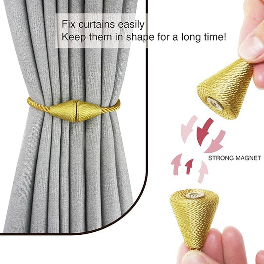 2 Pack Magnetic Curtain Tiebacks Rope Modern Handmade Curtain Tie Backs - Image 2