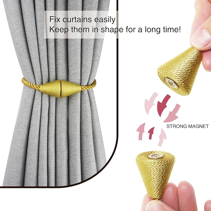 6 Pack Magnetic Curtain Tiebacks Rope Modern Handmade Curtain Tie Backs - Image 2