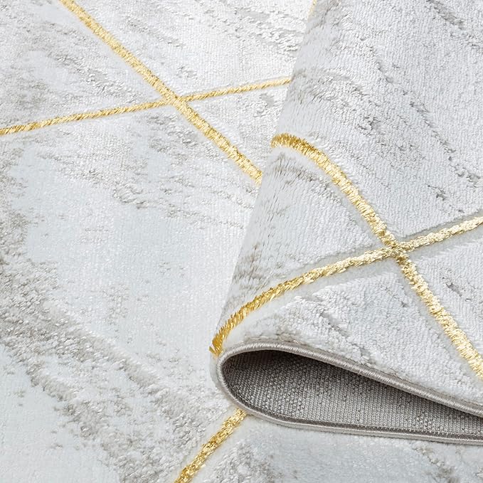 GLORY RUGS Area Rugs Marble 5x7 Cream Gold Carpet Modern Abstract Rug Living Room Dining Bedroom Rug