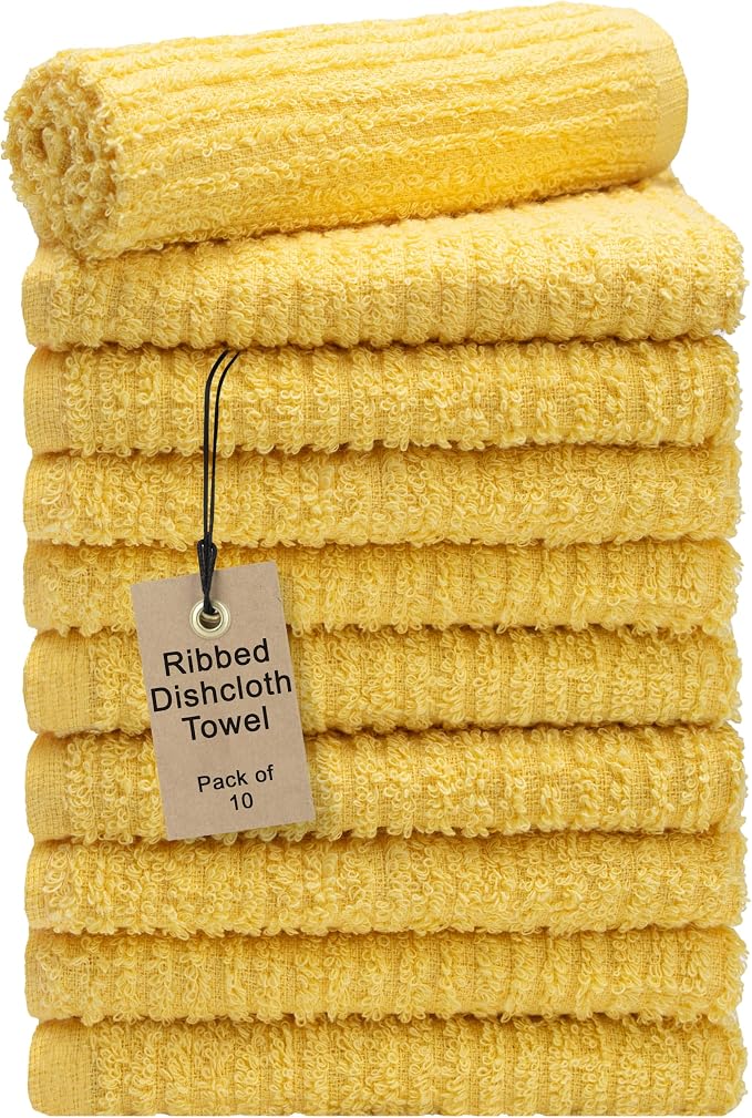 Textila Bar Mop Towels 12x12 Inch – Lemon Yellow – Pack of 10 by TEXTILA