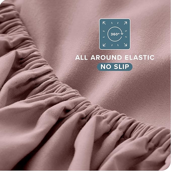 Bare Home Twin Sheet Set - 1800 Ultra-Soft Microfiber Twin Bed Sheets - Double Brushed - Deep Pockets - Easy Fit - Extra Soft - 3 Piece Set - Bedding Sheets & Pillowcases (Twin, Mauve)