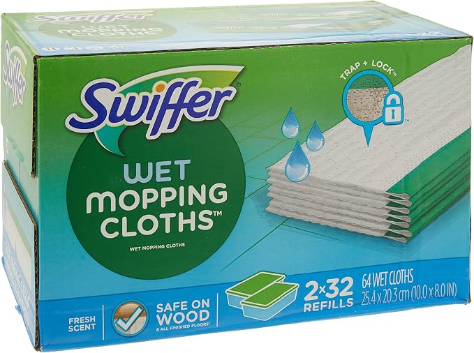 Swiffer Sweeper Wet Mopping Cloths Refills Open Window Fresh 32 Count Pack of 2 by Swiffer