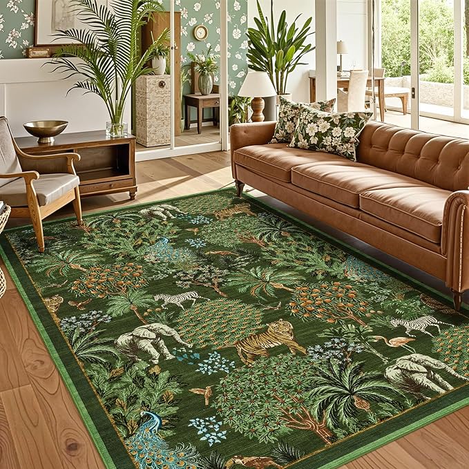 GarveeHome Jungle Animal Print Rug 5x7 Washable Area Rugs - Image 3