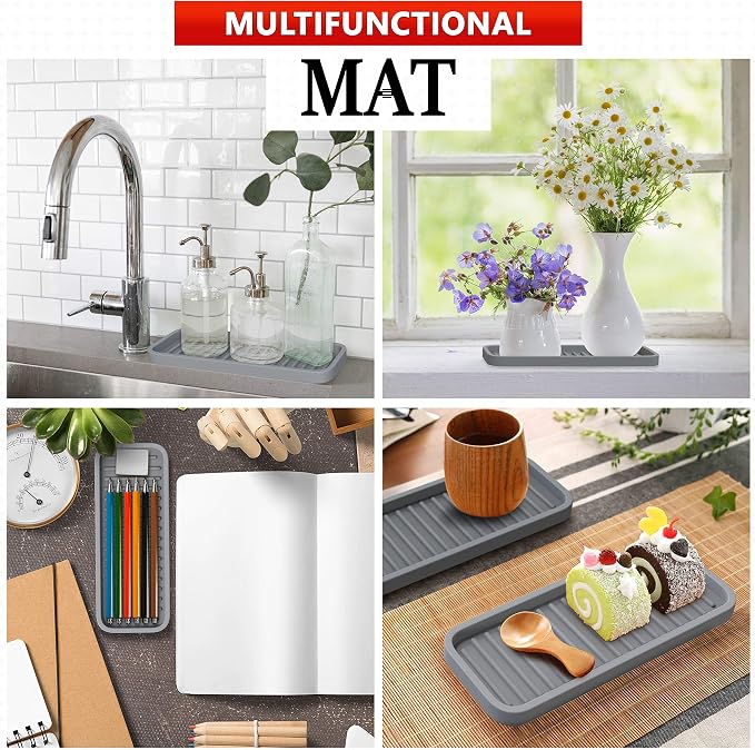 ZAPPOWARE Silicone Kitchen Sink Caddy Sponge Holder 9x3.5 Gray - Image 3