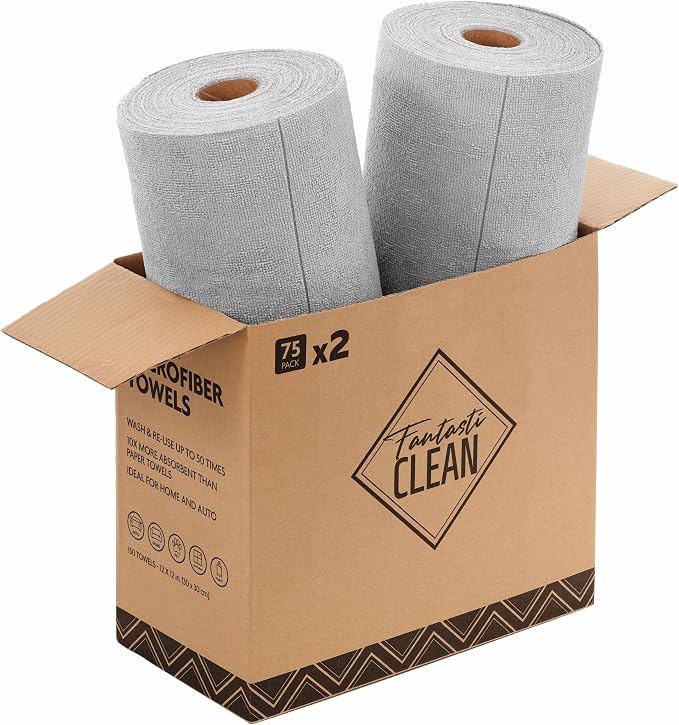 Fantasticlean Microfiber Cleaning Cloth Roll -150 Pack, Tear Away Microfiber - Image 2