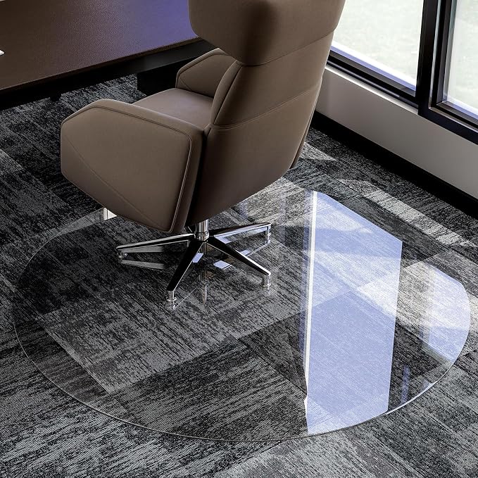 55" x 55" Round Tempered Glass Chair Mat - Image 2