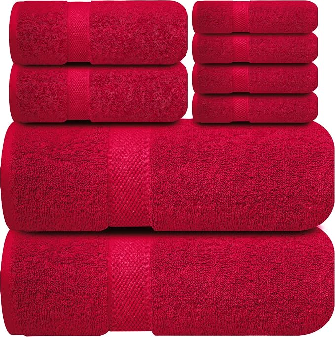 Infinitee Xclusives Luxury 100% Cotton Towel Set – 8 Piece Bathroom Towel Set – by InfiniteeXclusives