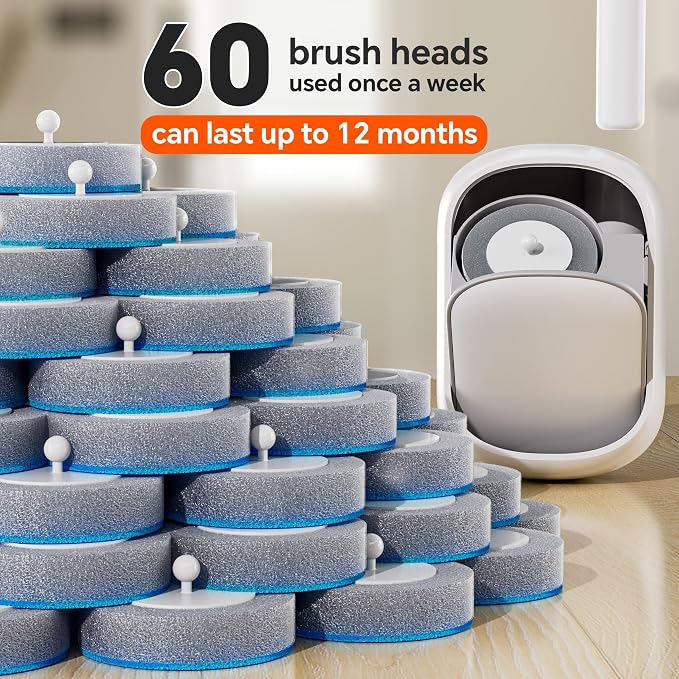 CTIME Disposable Toilet Brush Family Set Includes 60 Brush Heads, a Stylish - Image 2