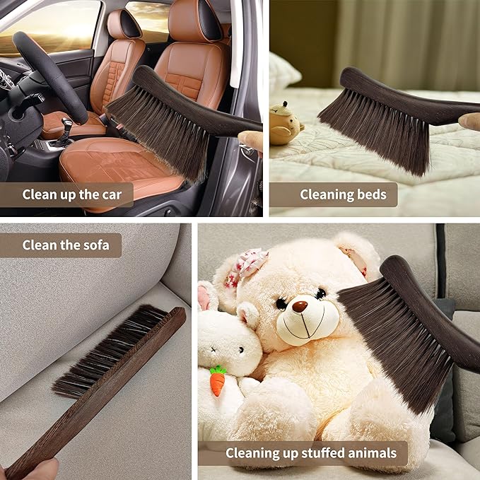 Hand Broom Brush, Dust Brush for Cleaning, Wood Block Hand Brush, Soft Bristle - Image 4