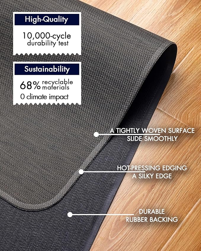 Office Chair Mat for Hardwood Floor Under Desk Computer Rolling Chair Mat for Wood/Tile Floor Non-Slip Heavy Duty Desk Rug PVC Plastic Hard Floor Protector 45"x 58" (Espresso)