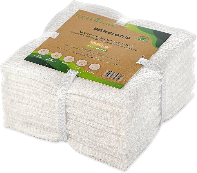 Eco-Friendly Reusable Dish Cloth Set – 10-Pk Multipurpose Kitchen Cleaning by Greentink