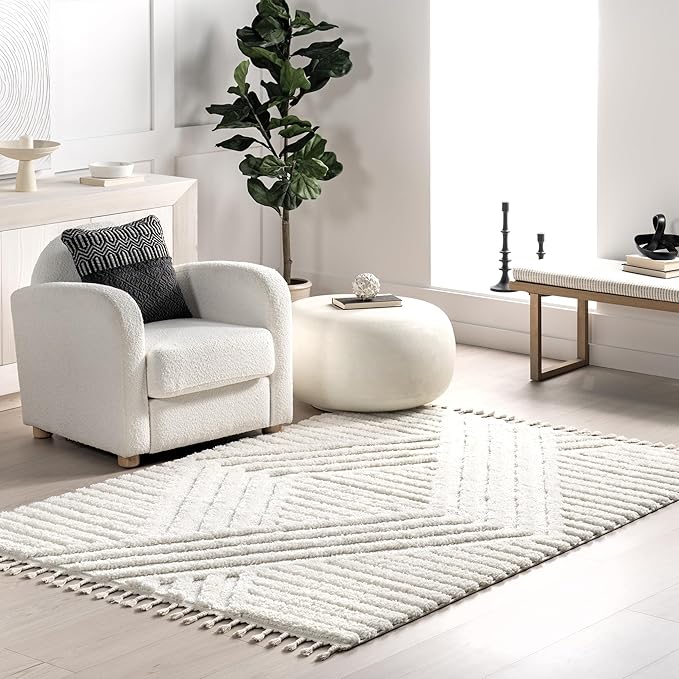 nuLOOM Risette Ivory, 12' x 15', Geometric, Soft and Textured, High Traffic, Stain Resistant, Easy Clean, Durable Area Rug for Bedroom, Living Room, Dining Space, Den, Foyer, Entryway