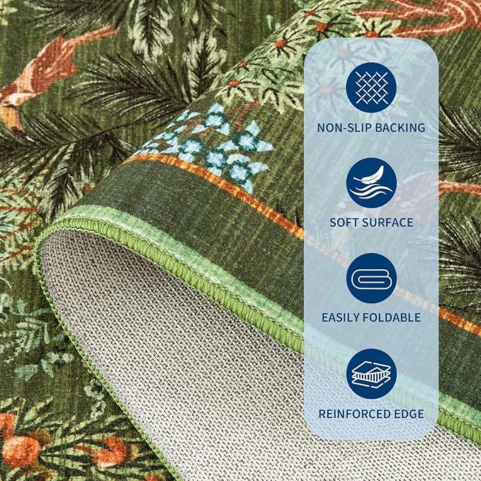 GarveeHome Jungle Round Washable Rugs 6ft Non-Slip Soft Round Rug - Image 6