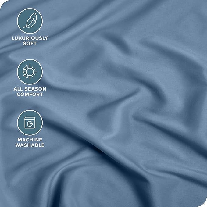 Bare Home Fitted Bottom Sheet Queen Size - Premium 1800 Microfiber - Ultra-Soft Hotel Luxury - Deep Pocket - Durable and Long Lasting - Fitted Sheet (Queen, Coronet Blue)