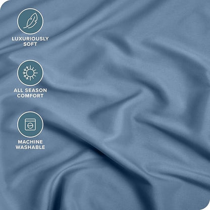Bare Home Fitted Bottom Sheet Queen Size - Premium 1800 Microfiber - Ultra-Soft Hotel Luxury - Deep Pocket - Durable and Long Lasting - Fitted Sheet (Queen, Coronet Blue)