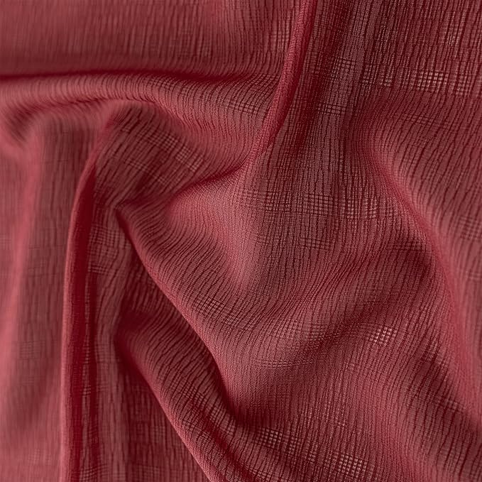 MAIHER 120 Inches Long Pinch Pleat Sheer Curtains for Living Room Ceiling to Floor Light Filtering Pleated Drapes with Adjustable Hooks Soft Touch 10ft Curtains, Burgundy, 42" W x 120" L, 2 Panels