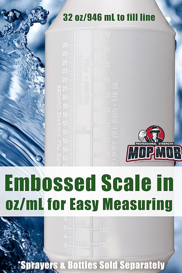 Commercial-Grade Chemical Resistant 32 oz Bottles ONLY 4 Pack Embossed Scale - Image 3