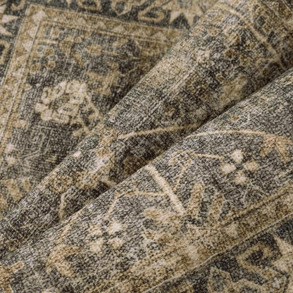 8x10 Brown Black Area Rug for Living Room Washable Vintage Distressed Carpet Large Bedroom Low Pile Non Slip Indoor Soft Retro Throw Accent Rug Office Kitchen Bathroom Dining Room