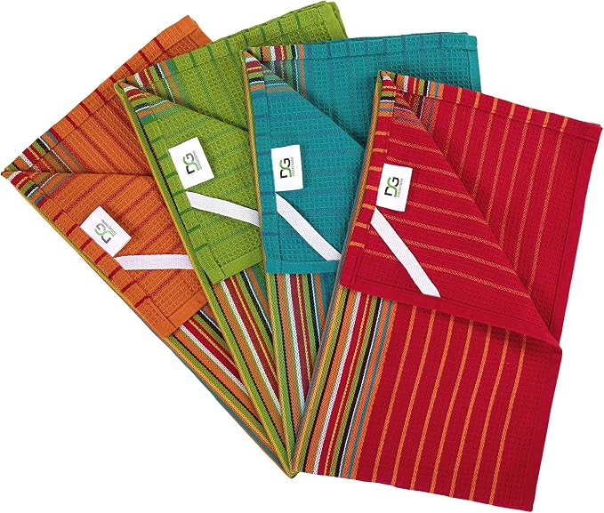 DG Collections 100% Cotton Salsa Kitchen Towels – 4 Pack, Super Absorbent Dish - Image 7