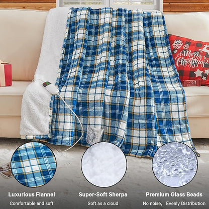 Heated Weighted Blanket for Adults Queen Size 15Lbs - 60"x80", 2-in-1 Electric Heating Pad Lap Heavy Blanket for 140-160lbs for Bed, 10 Heat Level 1-8H Auto Off, Christmas Birthday Gifts For Women Mom