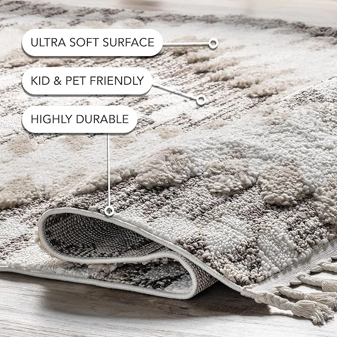 nuLOOM Adelade Beige/Ivory, 8'10" x 12', Southwestern, Shaggy, Soft and Cozy, High Traffic, Stain Resistant Area Rug for Bedroom, Living Room, Dining Space, Den, Foyer, Entryway