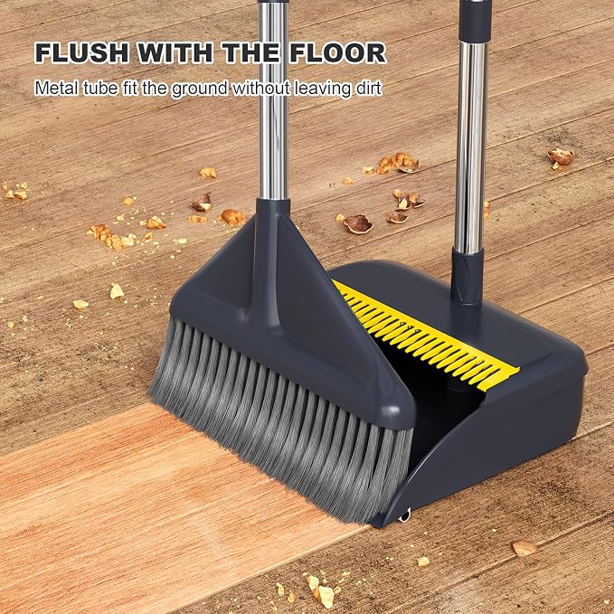 MOPUP Broom and Dustpan Set, 52 inch Long Adjustable Handle Broom - Image 3