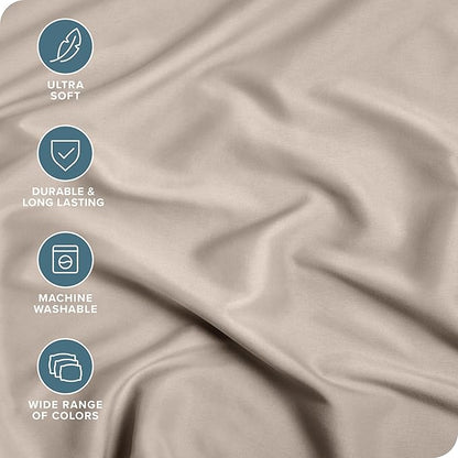 Bare Home Fitted Bottom Sheet Full Size - Premium 1800 Microfiber - Ultra-Soft Hotel Luxury - Deep Pocket - Durable and Long Lasting (Full, Pebble)