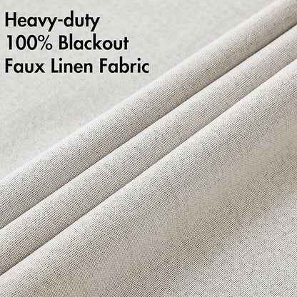 MIULEE Linen Textured Curtains for Bedroom Solid 100% Blackout Thermal Insulated Cream White Grommet Room Darkening Curtains & Drapes Luxury Decor for Living Room Nursery 52 x 54 Inch (2 Panels)