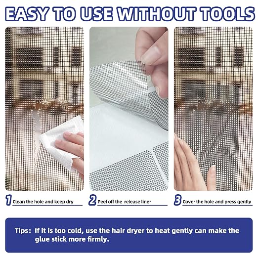 KING MOUNTAIN 20 Sheets Black Window Screen Patches, 44 in Repair Kit - Image 5
