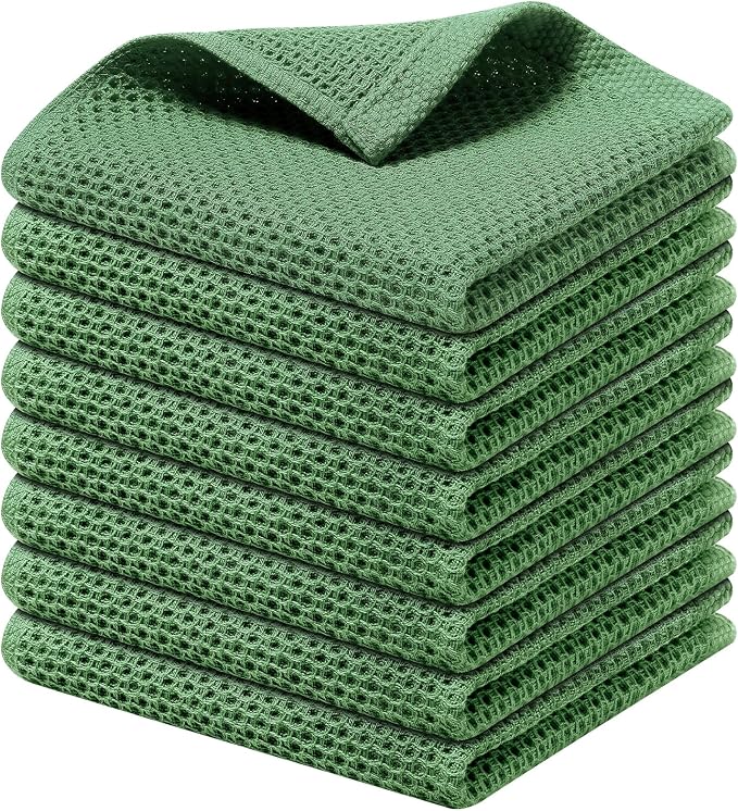 Kitinjoy 100% Cotton Kitchen Dish Cloths, 8 Pack Waffle Weave Ultra Soft by Kitinjoy
